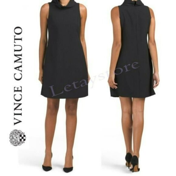 NWT Vince Camuto Drape Neck Cocktail Shift Mini Dress - Picture 1 of 8